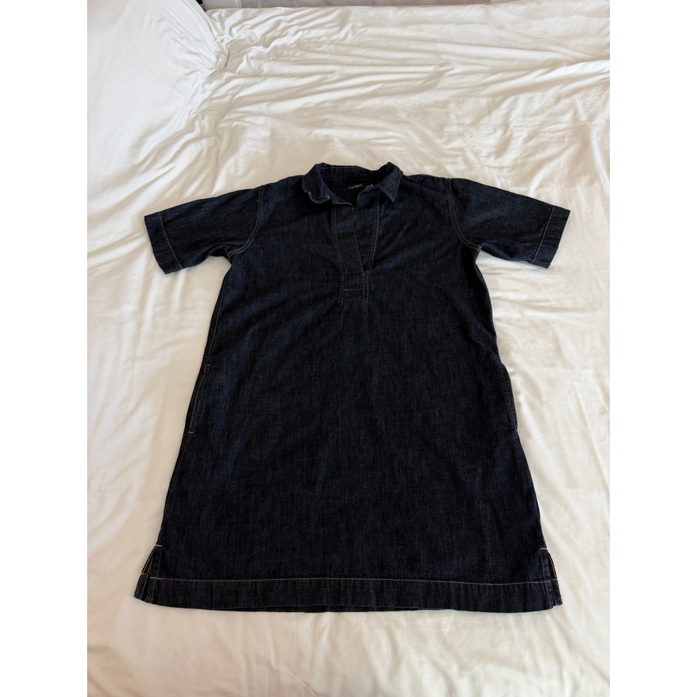 Lauren Ralph Lauren Denim T-Shirt Dress Dark Wash Split Neck Indigo Short Sleeve - Picture 8 of 8